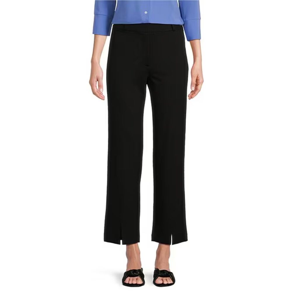 J. Mclaughlin Deanne Split Front Hem Knit Straight Cropped Pant - Black 8